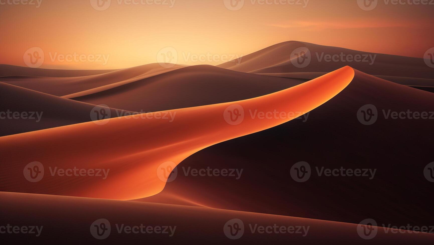 AI generated Desert dunes at sunset nature landscape photo