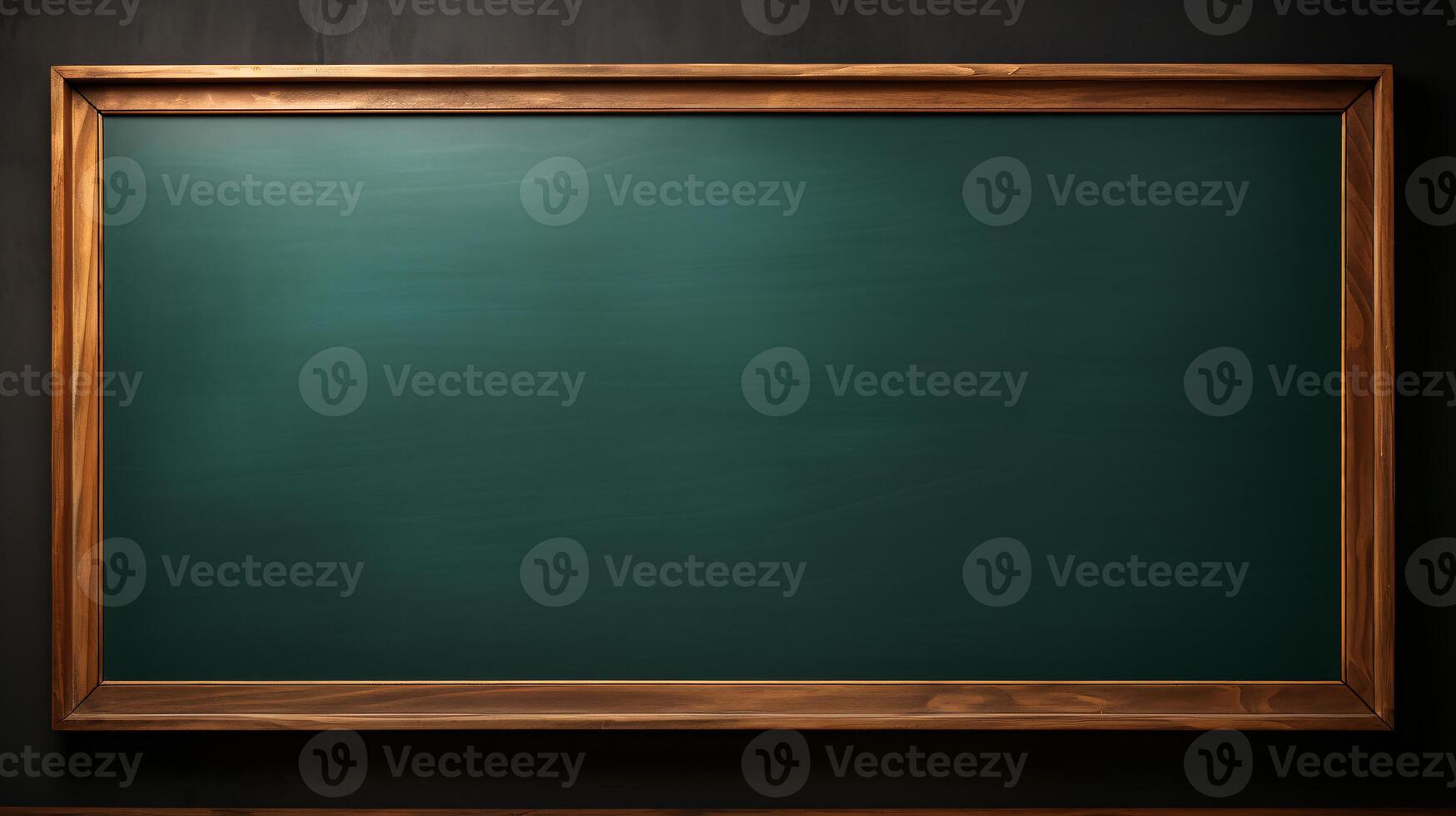 AI generated Empty wooden chalkboard on the wall Education concept with copy space photo