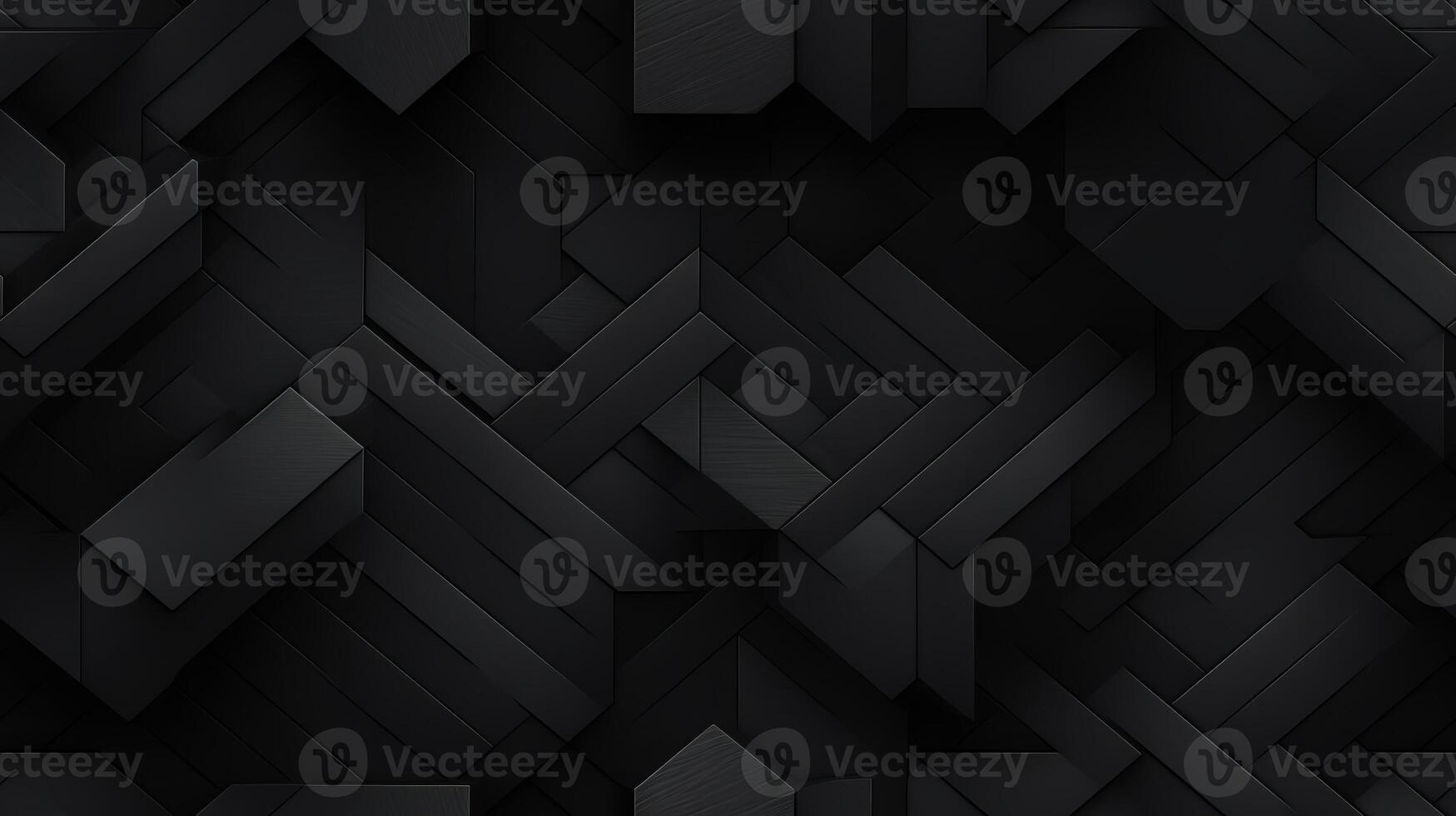 AI generated Dark black Geometric grid background Modern dark abstract texture seamless pattern photo