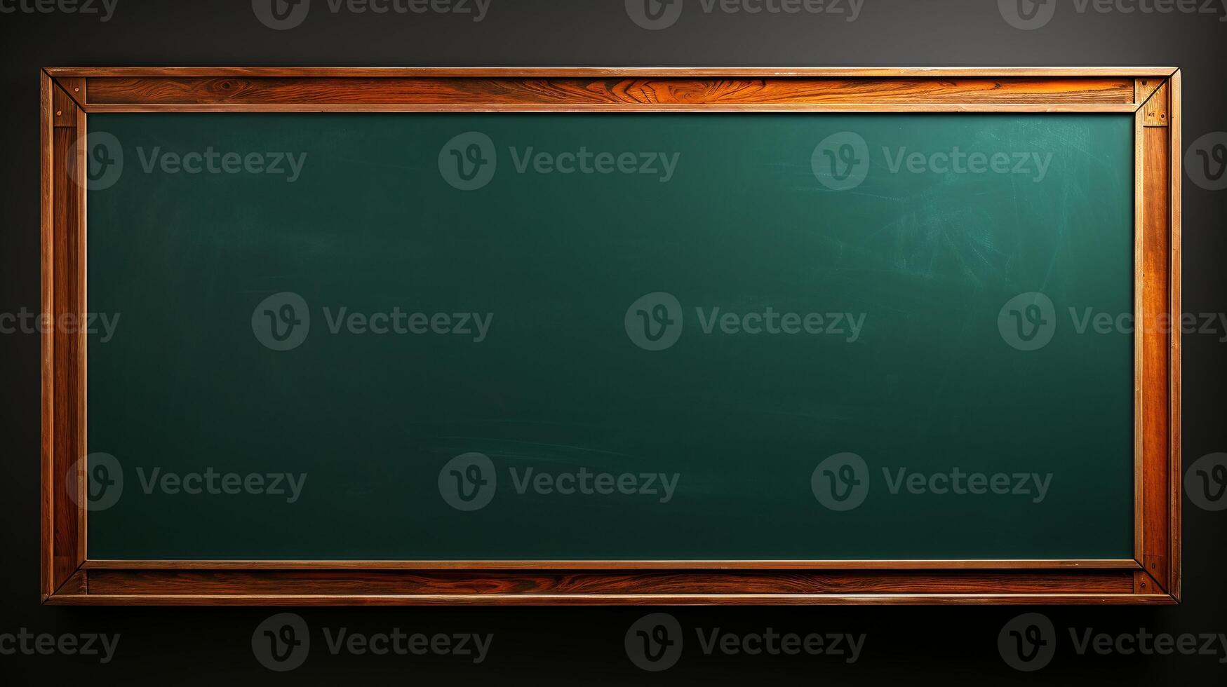 AI generated Empty wooden chalkboard on the wall Education concept with copy space photo