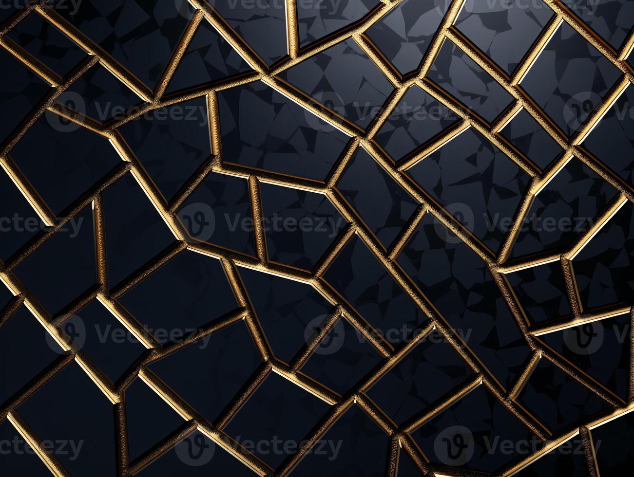 AI generated Dark black mosaic background with golden lines Art Deco luxury style texture photo