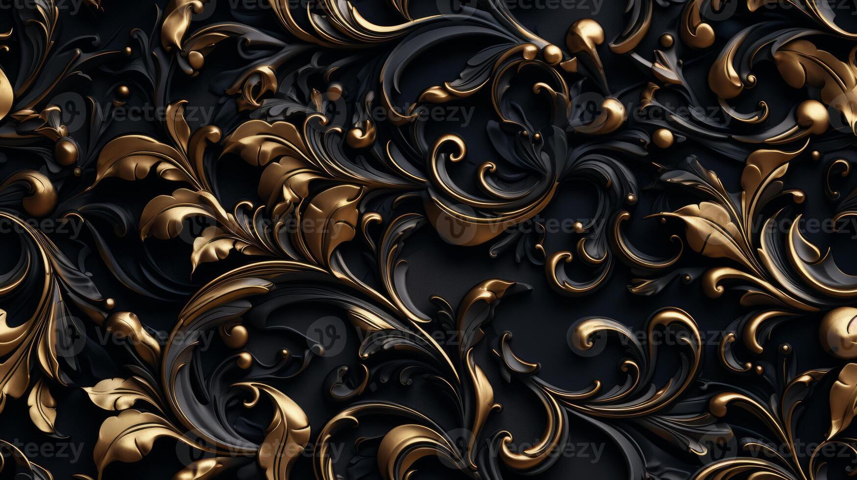 AI generated Seamless pattern Royal vintage Victorian Gothic background Rococo venzel and whorl photo