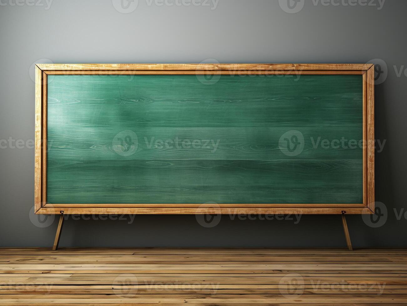 AI generated Empty wooden chalkboard on the wall Education concept with copy space photo