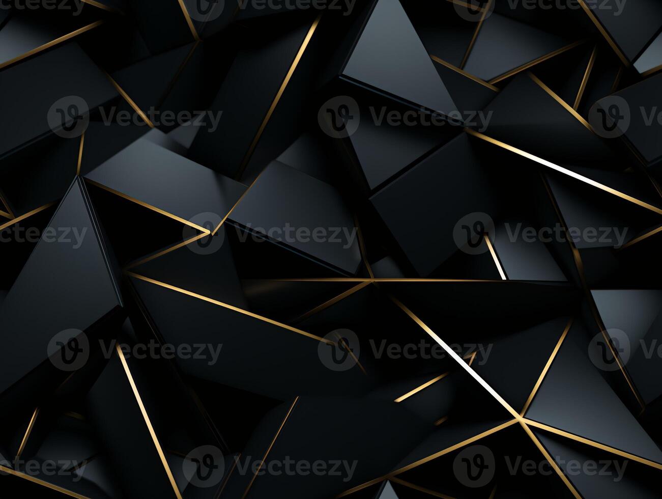 AI generated Dark black mosaic background with golden lines Art Deco luxury style texture photo