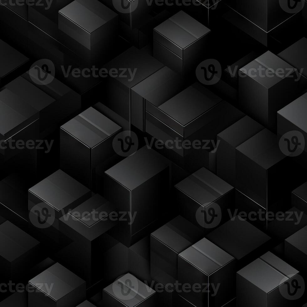 AI generated Dark black Geometric grid background Modern dark abstract texture seamless pattern photo