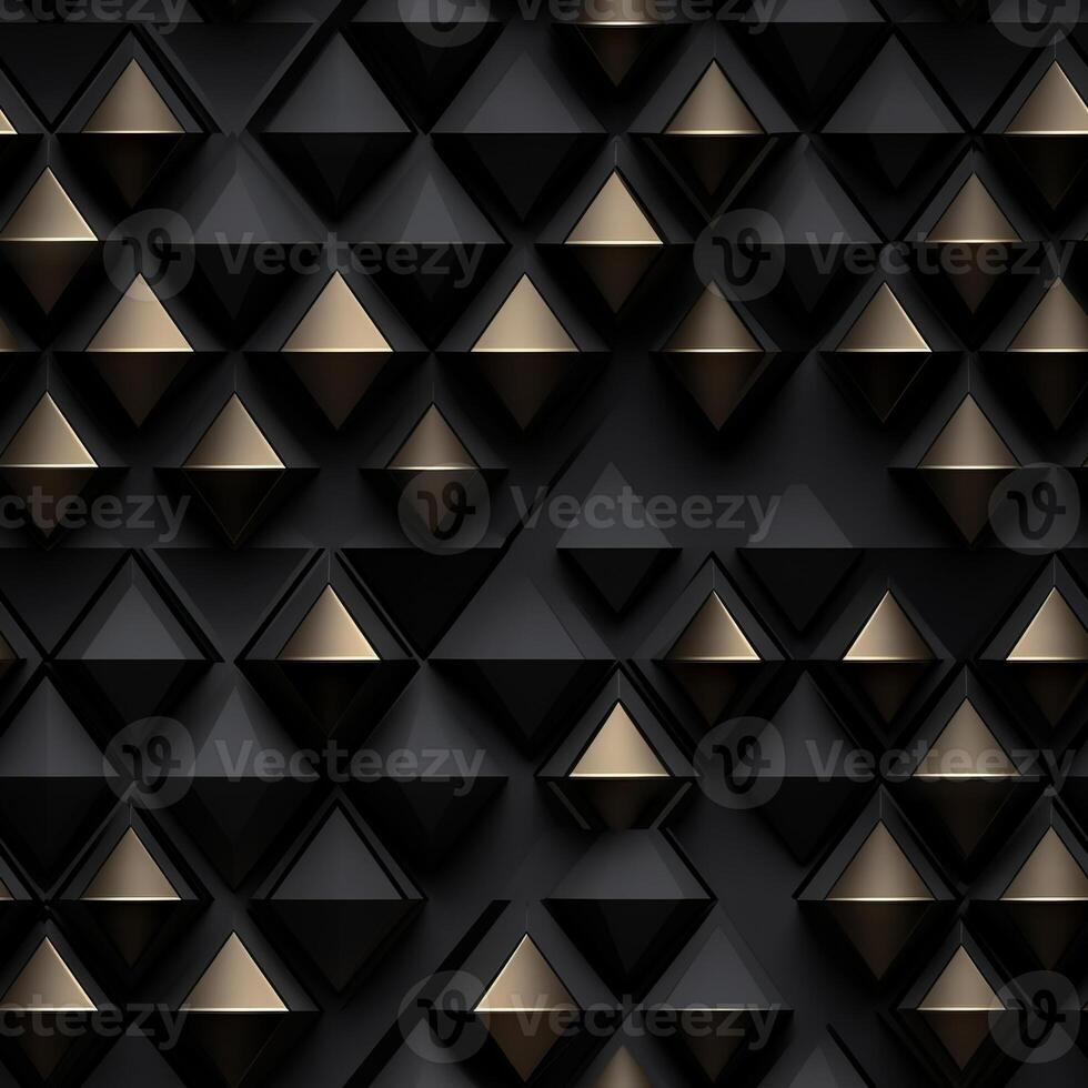 AI generated Dark black Geometric grid background Modern dark abstract texture seamless pattern photo