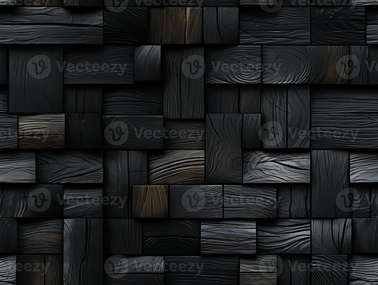 AI generated Dark black wooden Geometric grid background Modern dark abstract texture seamless pattern photo