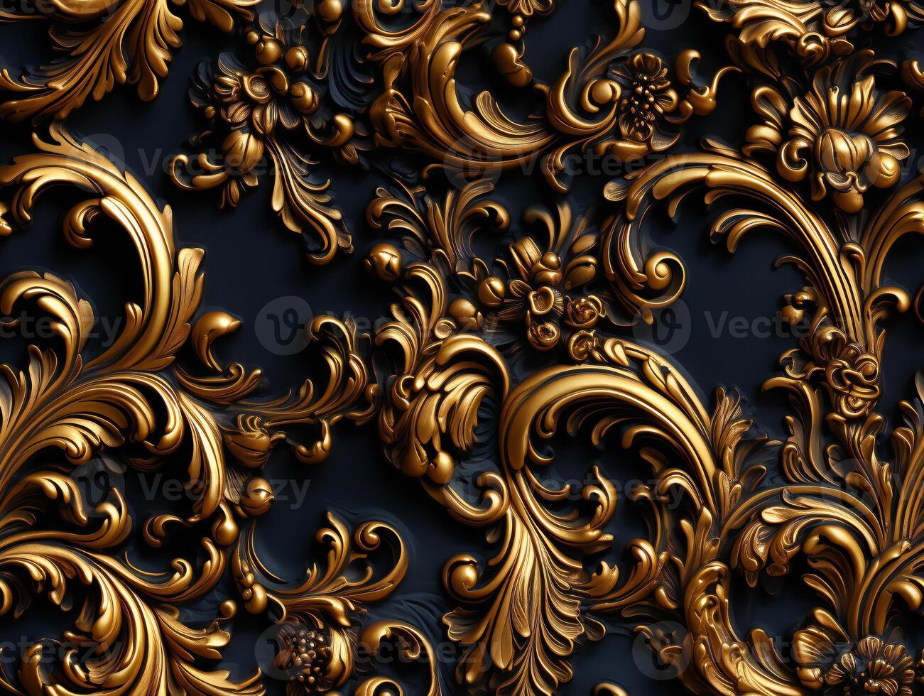 AI generated Seamless pattern Royal vintage Victorian Gothic background Rococo venzel and whorl photo