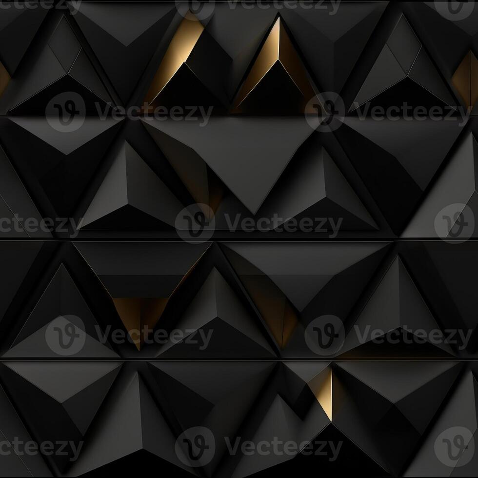 AI generated Dark black Geometric grid background Modern dark abstract texture seamless pattern photo