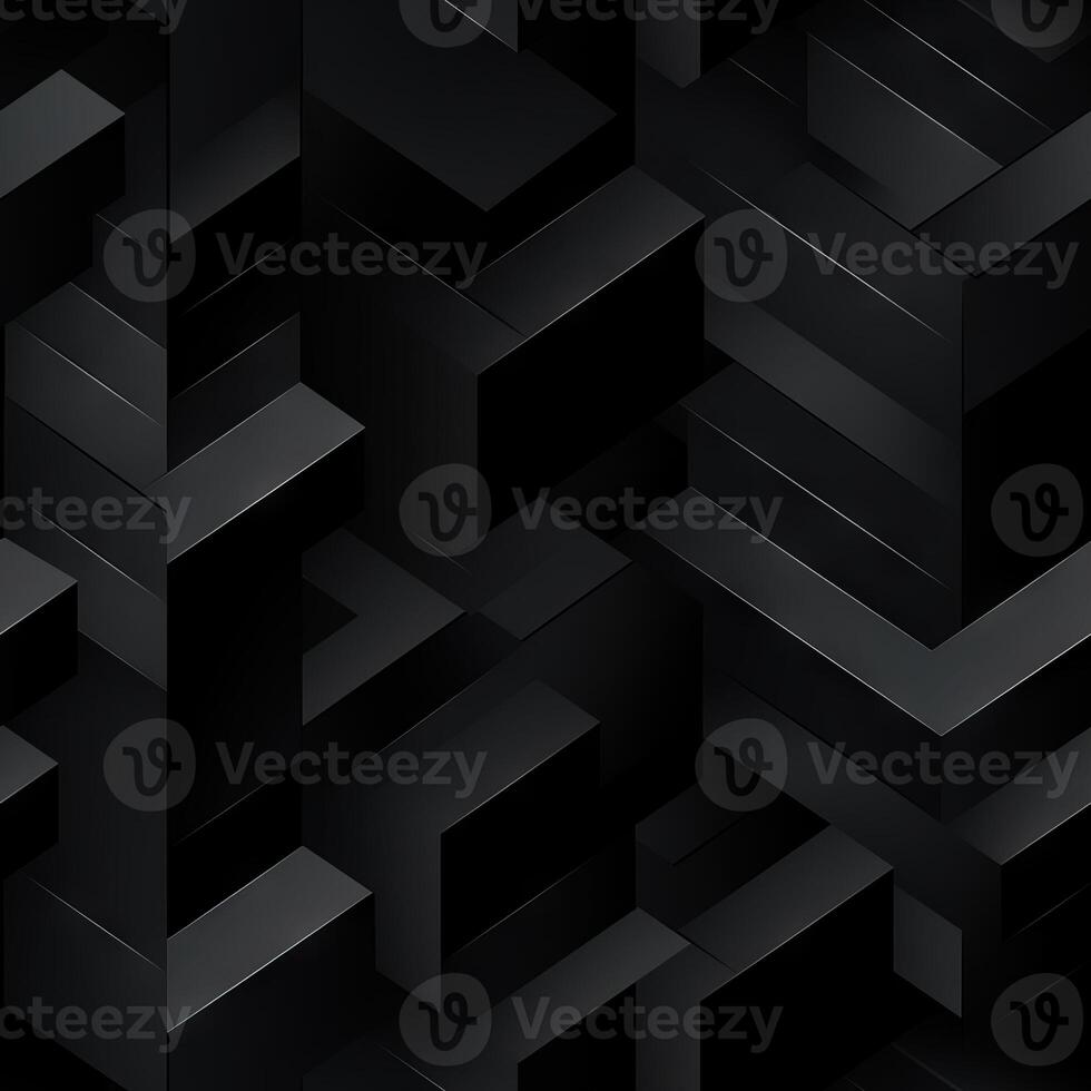 AI generated Dark black Geometric grid background Modern dark abstract texture seamless pattern photo