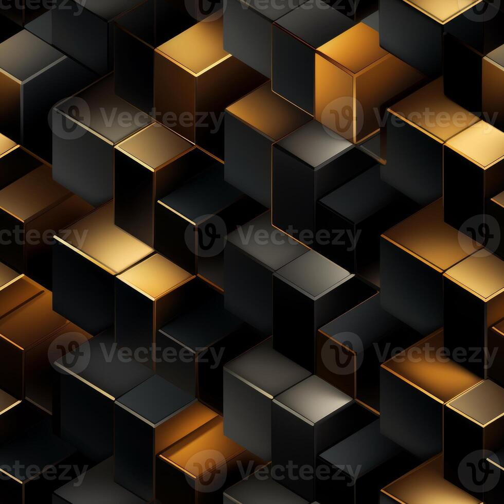 AI generated Dark black Geometric grid background Modern dark abstract texture seamless pattern photo
