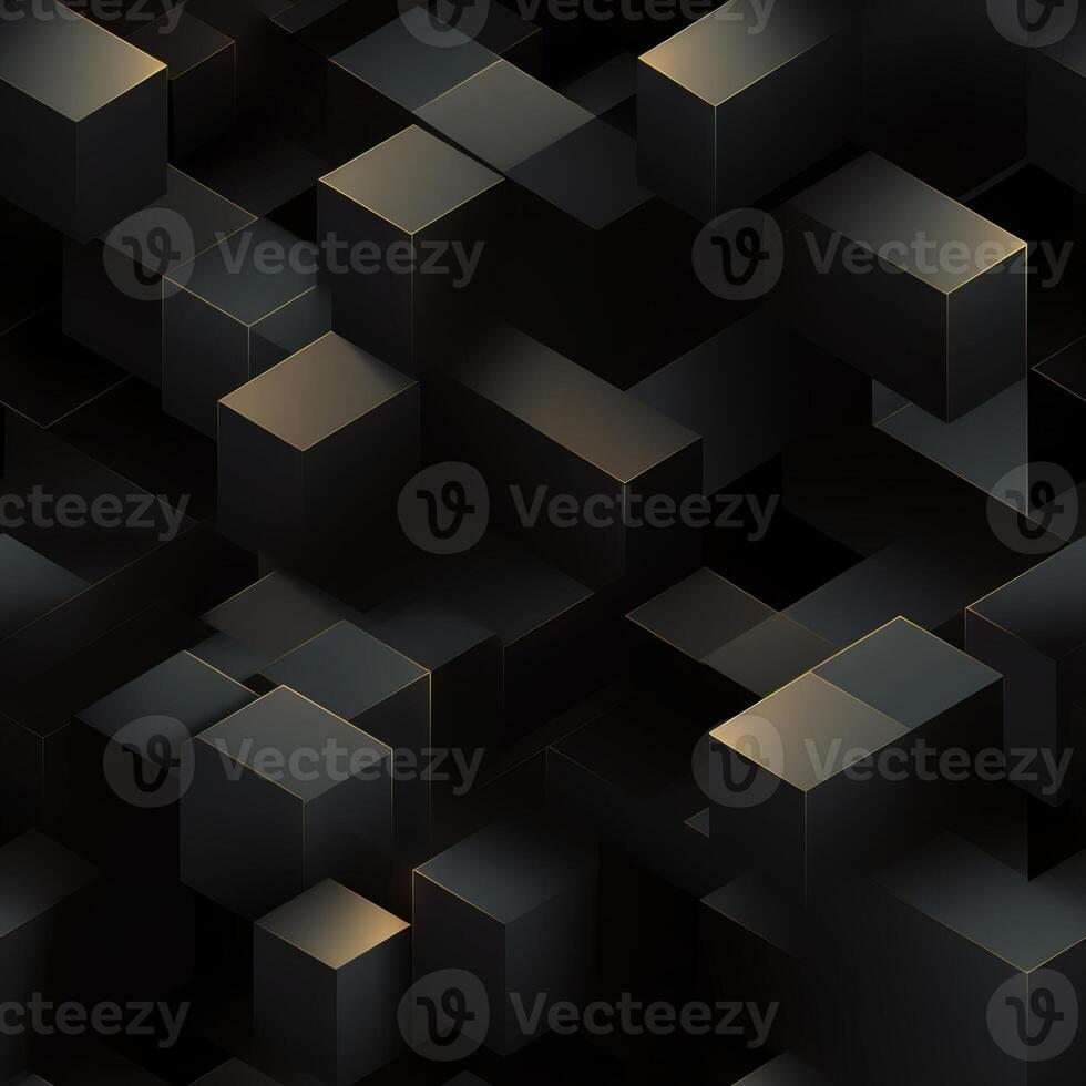 AI generated Dark black Geometric grid background Modern dark abstract texture seamless pattern photo