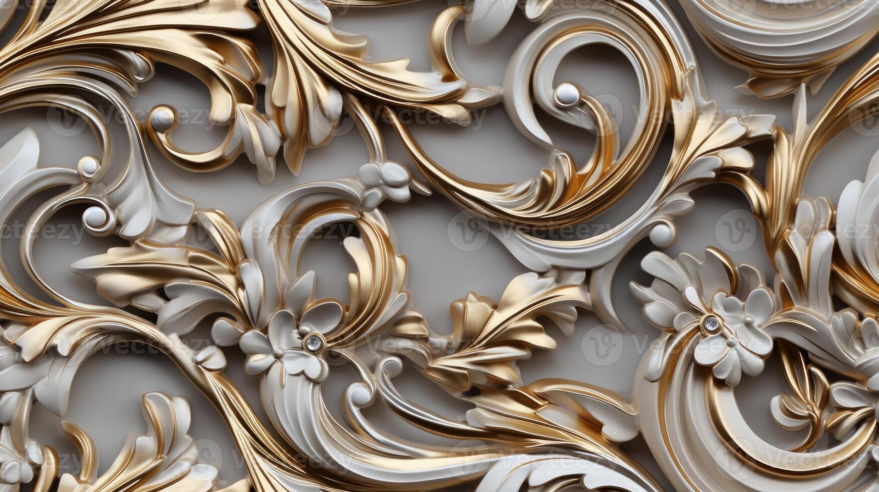 AI generated Seamless pattern Royal vintage Victorian Gothic background Rococo venzel and whorl photo
