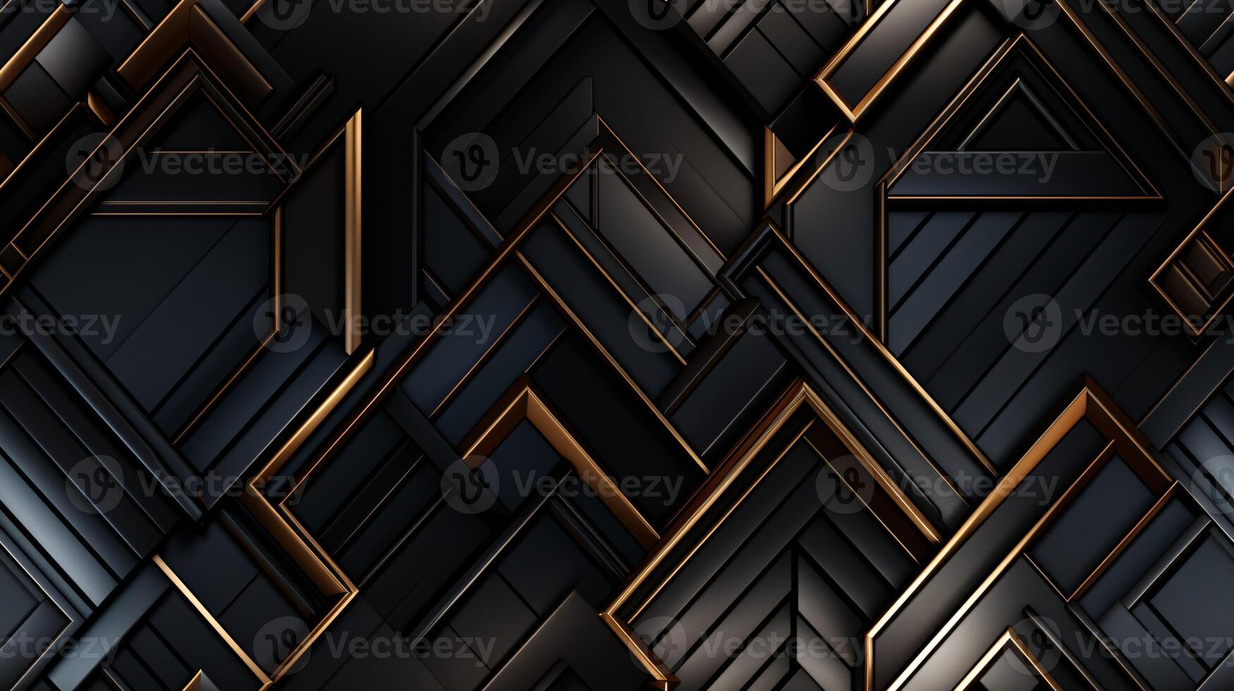 AI generated Dark black Geometric grid background Modern dark abstract texture seamless pattern photo