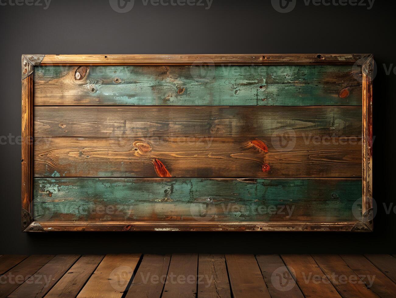AI generated Empty wooden chalkboard on the wall Education concept with copy space photo
