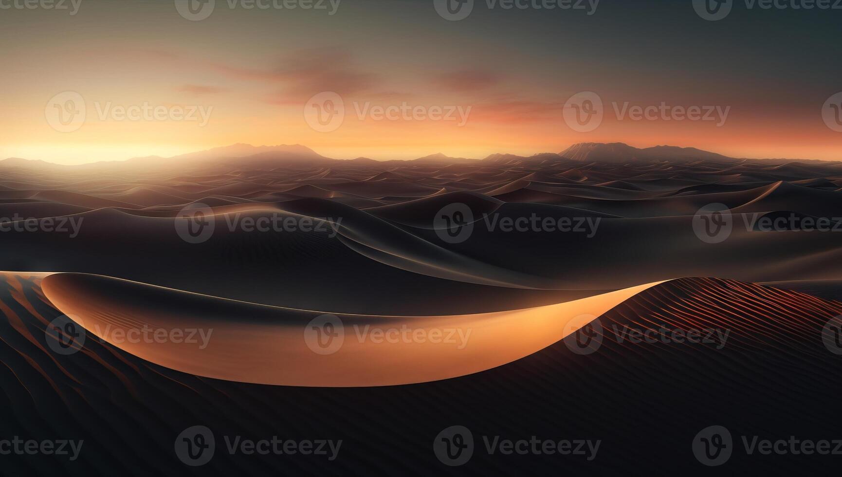AI generated Desert dunes at sunset nature landscape photo
