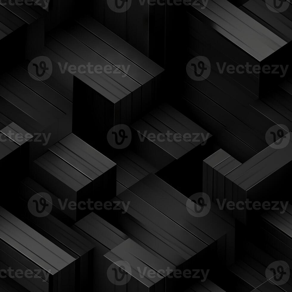 AI generated Dark black Geometric grid background Modern dark abstract texture seamless pattern photo