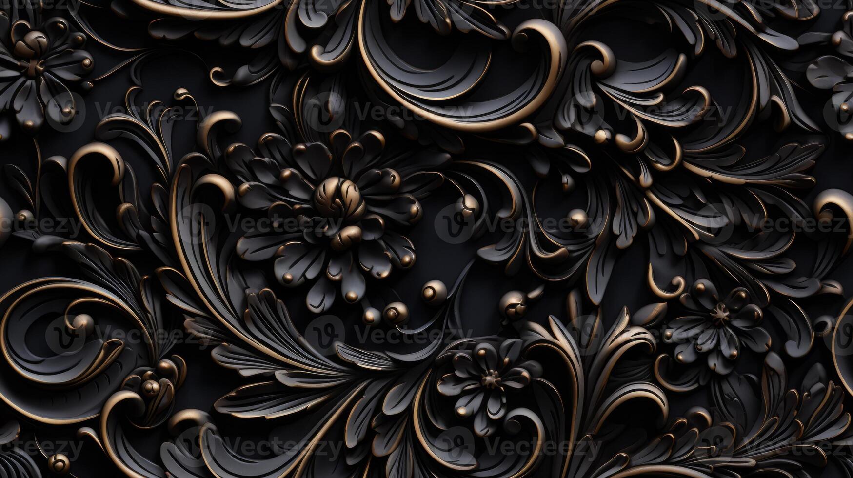 AI generated Seamless pattern Royal vintage Victorian Gothic background Rococo venzel and whorl photo