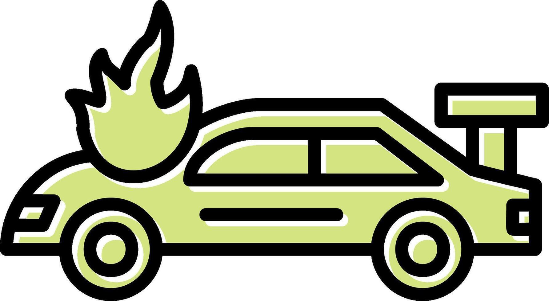 Accident Car In Fire Vector Icon