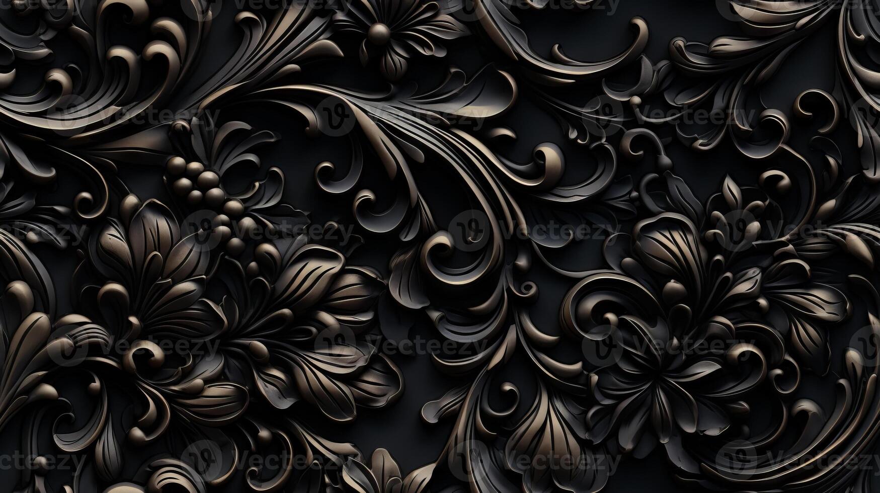 AI generated Seamless pattern Royal vintage Victorian Gothic background Rococo venzel and whorl photo