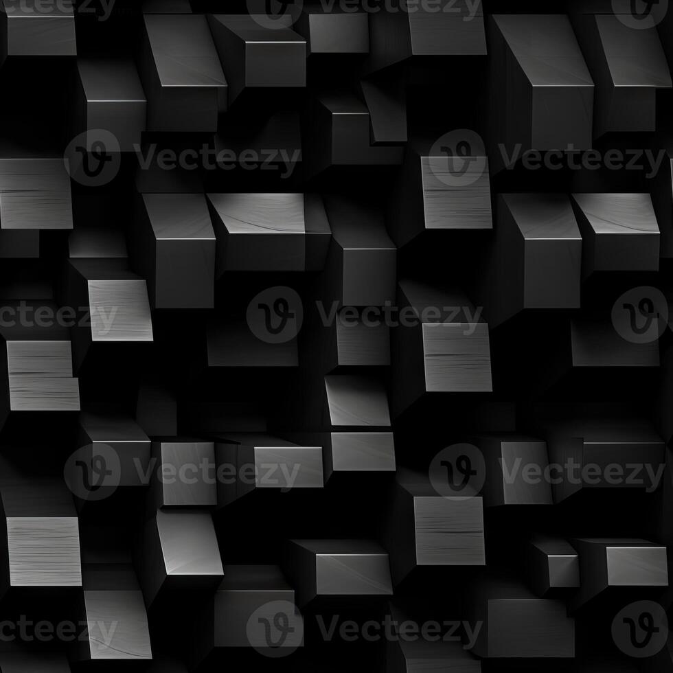 AI generated Dark black Geometric grid background Modern dark abstract texture seamless pattern photo