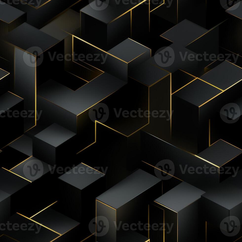 AI generated Dark black Geometric grid background Modern dark abstract texture seamless pattern photo