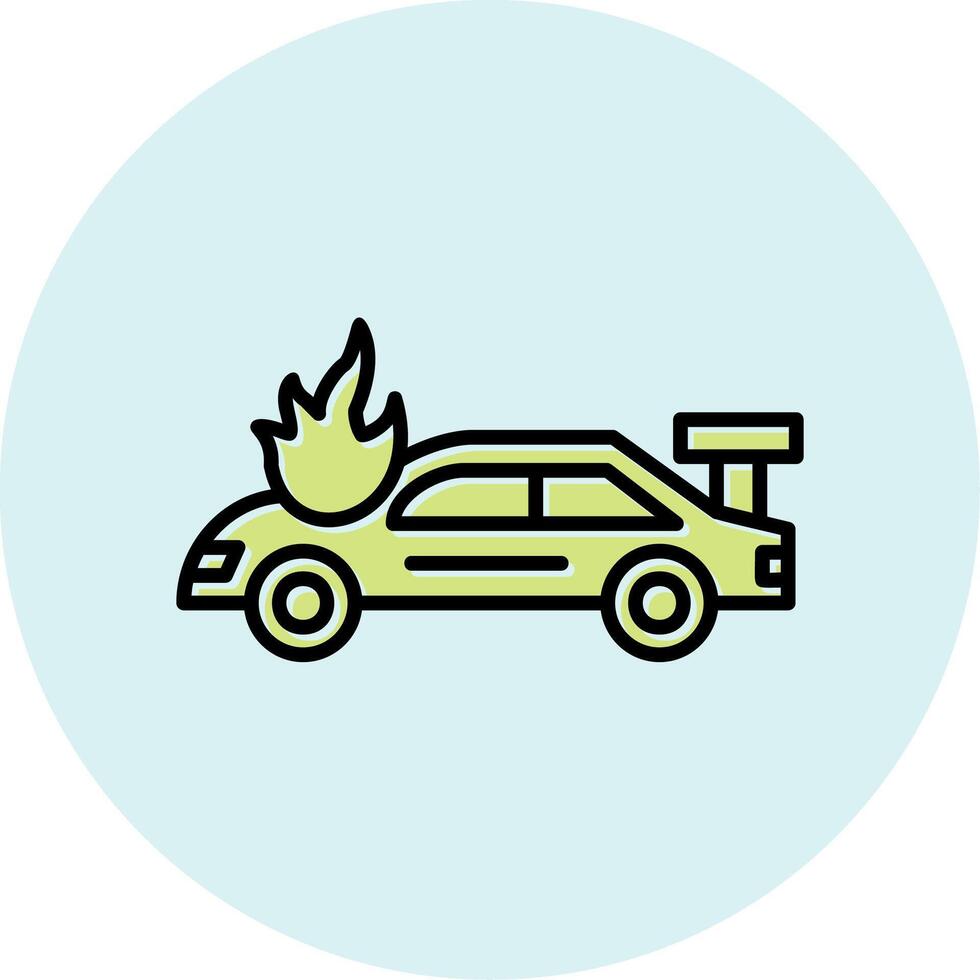 Accident Car In Fire Vector Icon