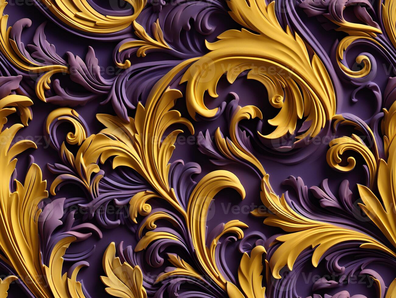 AI generated Seamless pattern Royal vintage Victorian Gothic background Rococo venzel and whorl photo