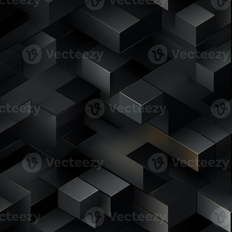 AI generated Dark black Geometric grid background Modern dark abstract texture seamless pattern photo