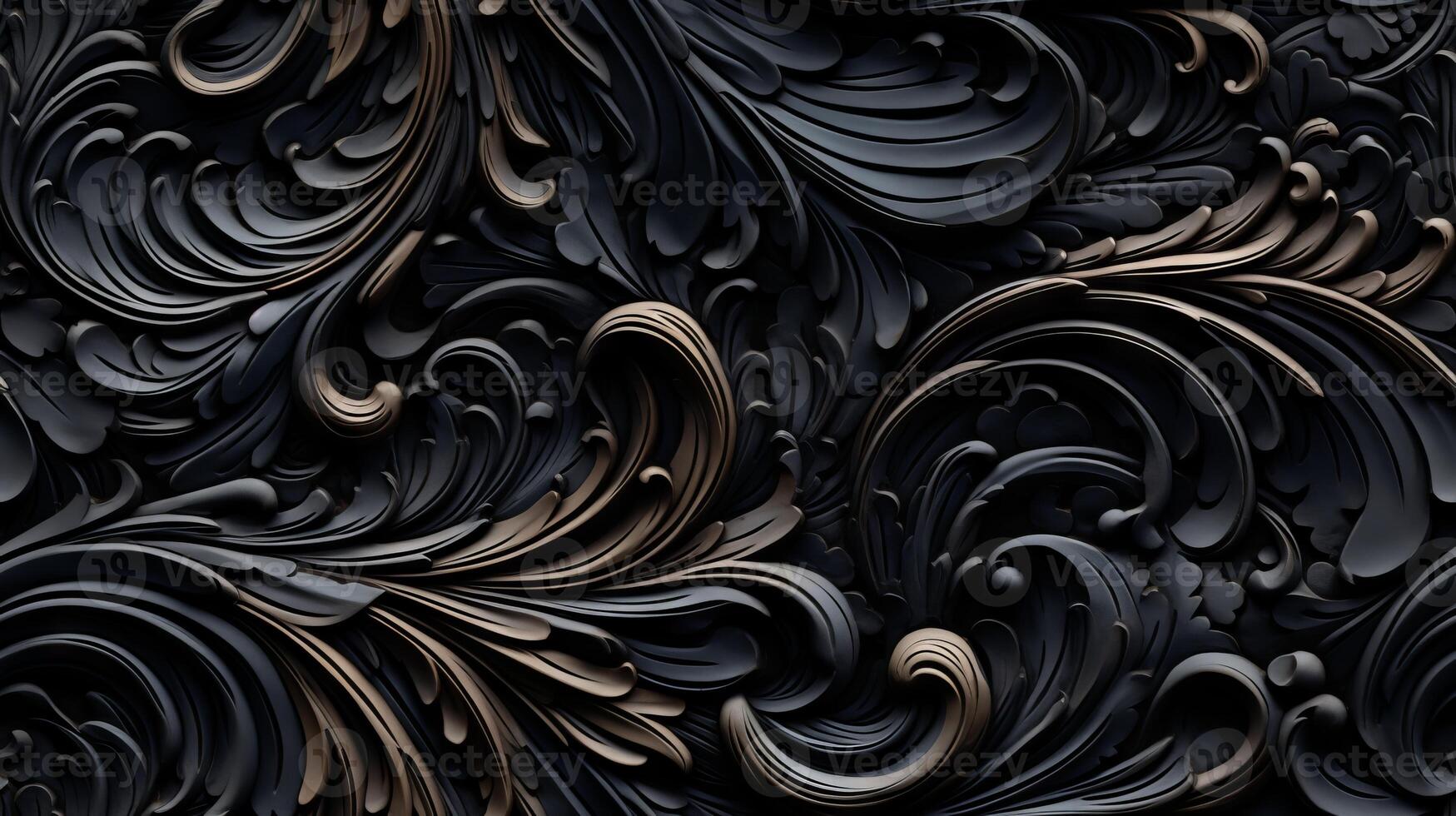 AI generated Seamless pattern Royal vintage Victorian Gothic background Rococo venzel and whorl photo