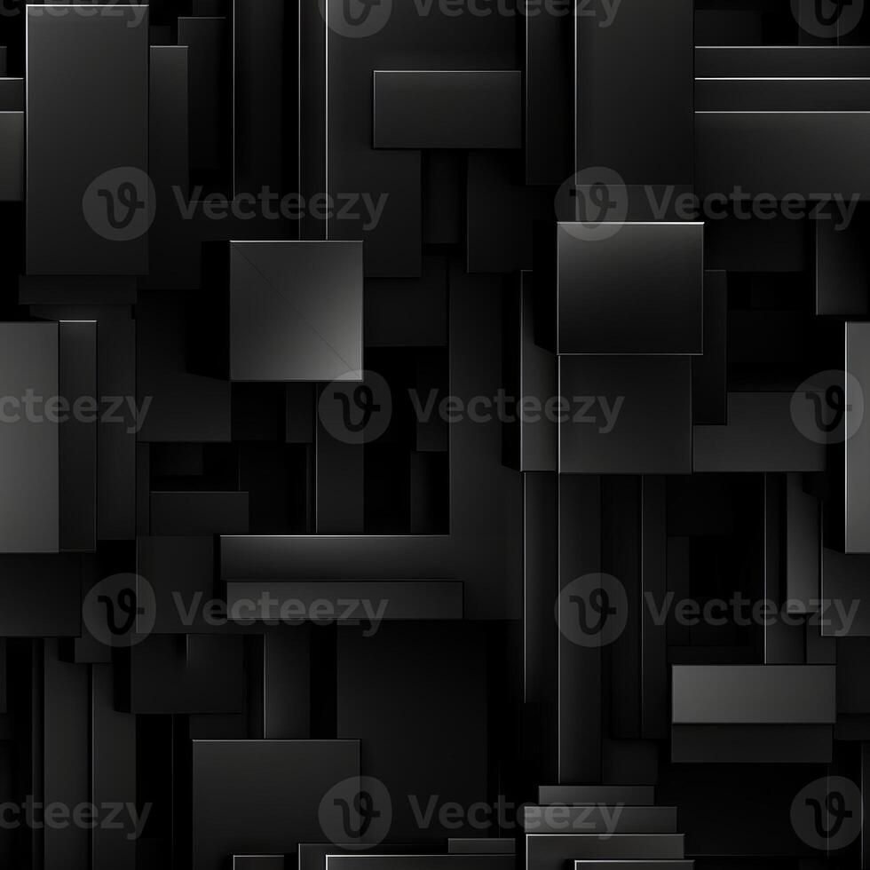 AI generated Dark black Geometric grid background Modern dark abstract texture seamless pattern photo