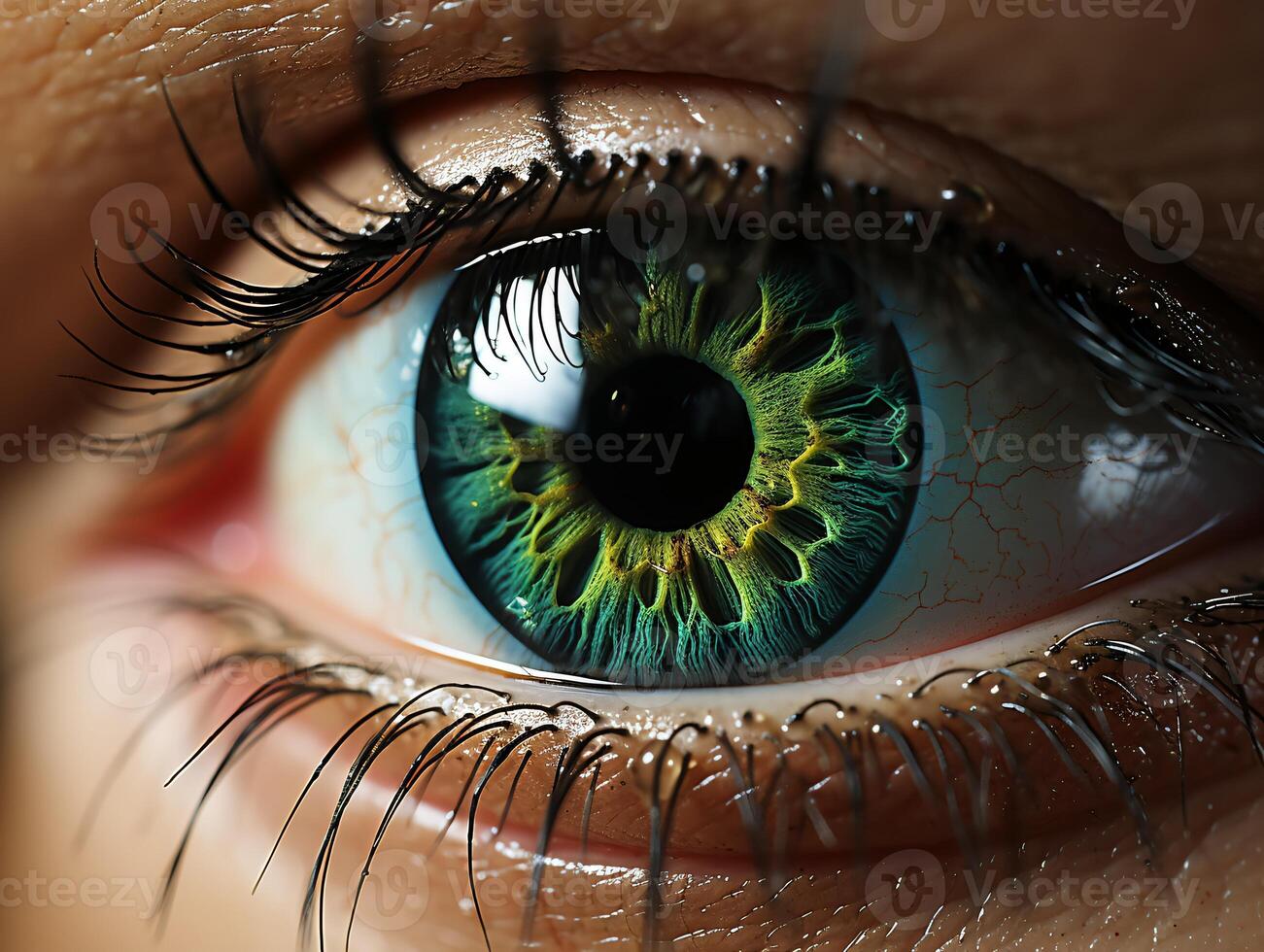 AI generated Close up of human eye. photo