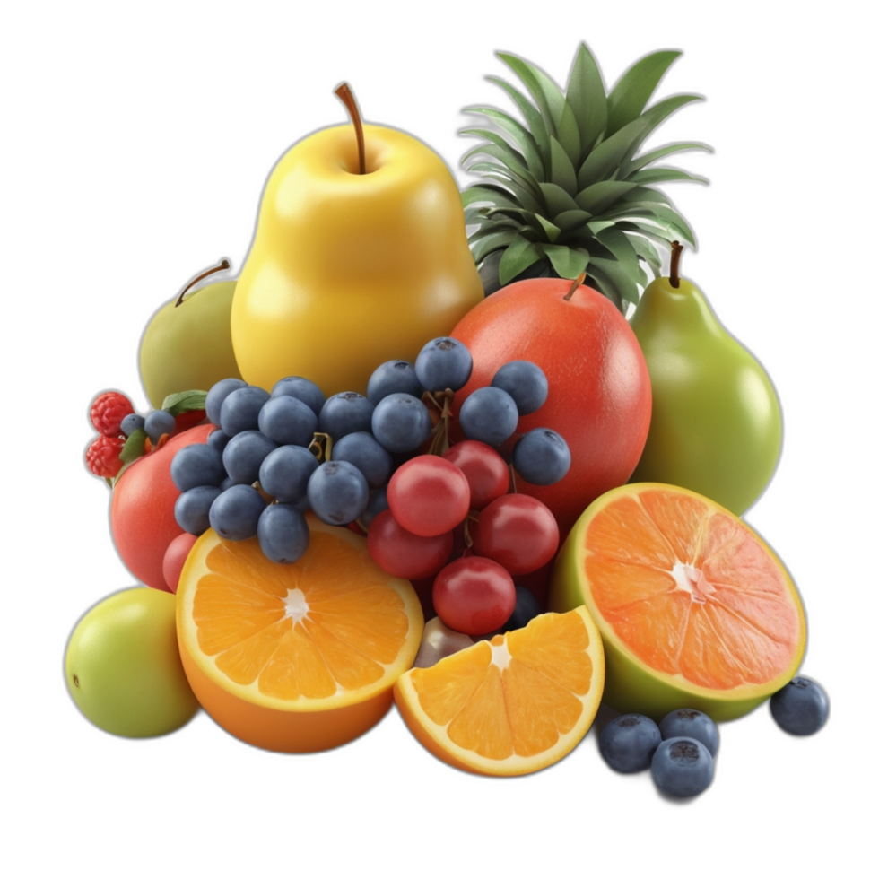 3d rendered mix fruits png