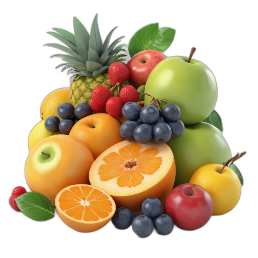 3d rendered mix fruits png