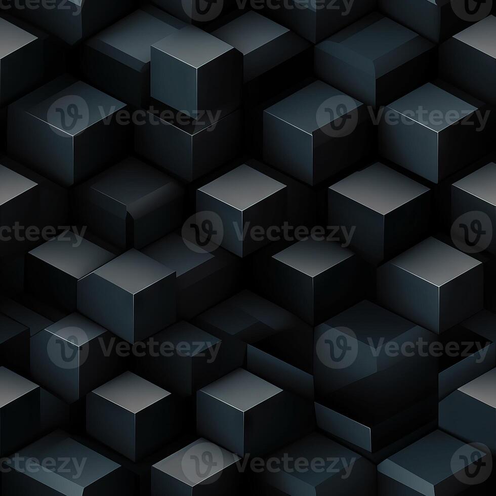 AI generated Dark black Geometric grid background Modern dark abstract texture seamless pattern photo