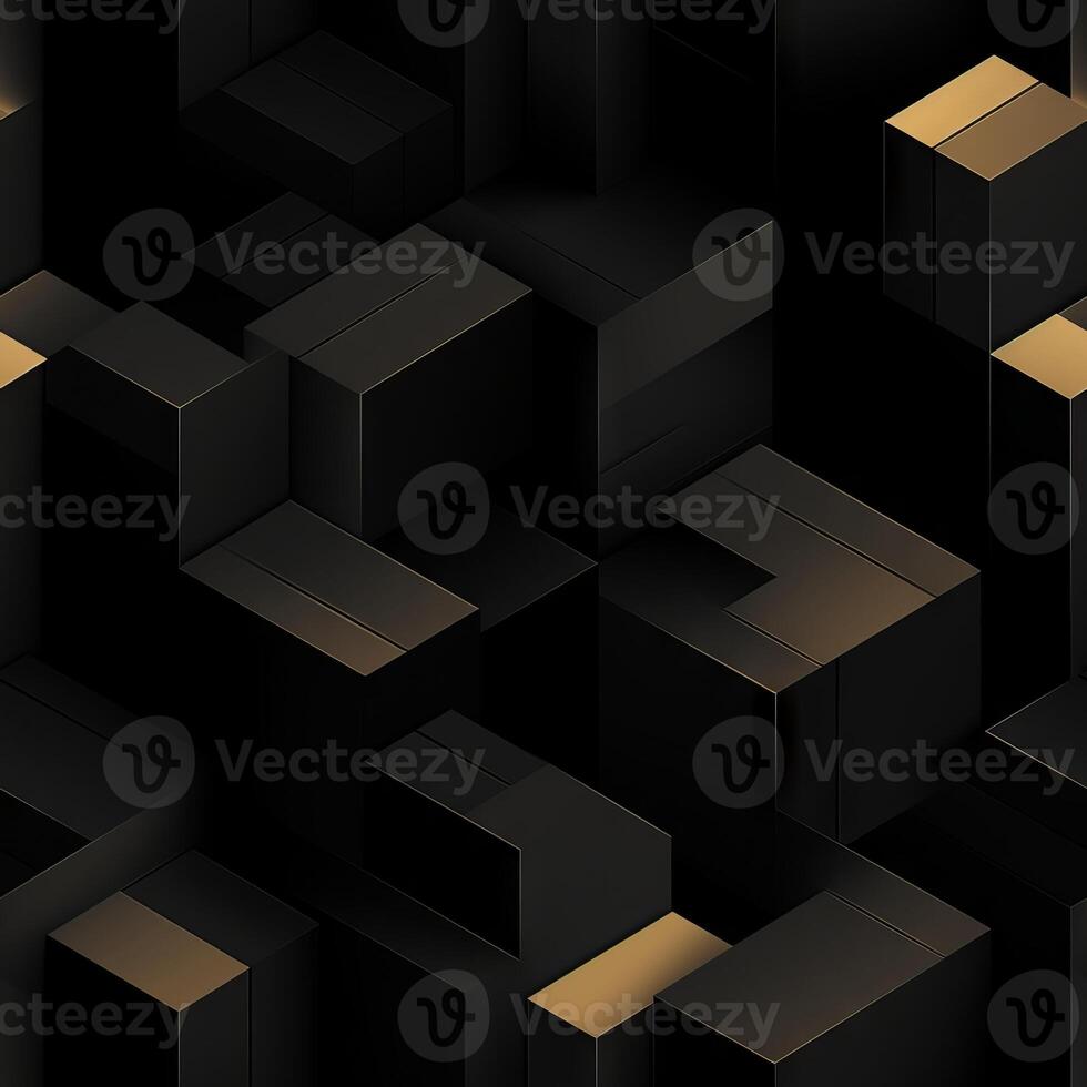 AI generated Dark black Geometric grid background Modern dark abstract texture seamless pattern photo