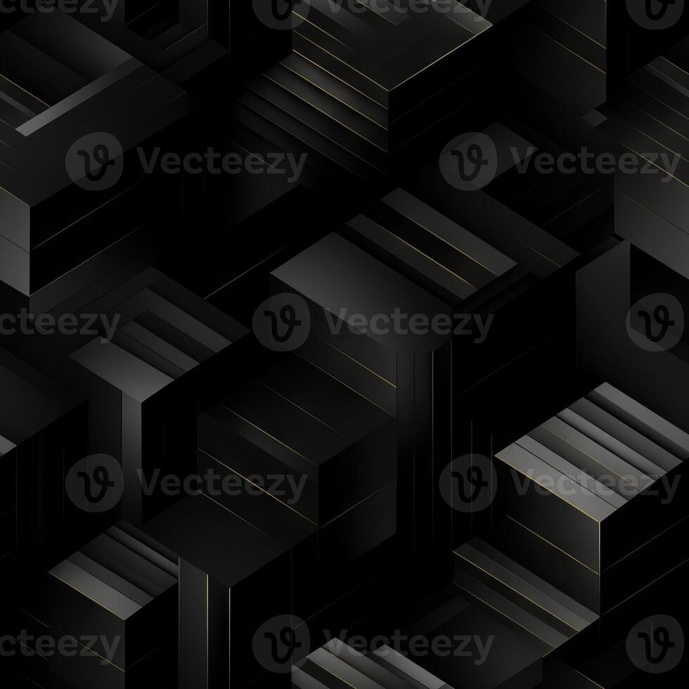 AI generated Dark black Geometric grid background Modern dark abstract texture seamless pattern photo