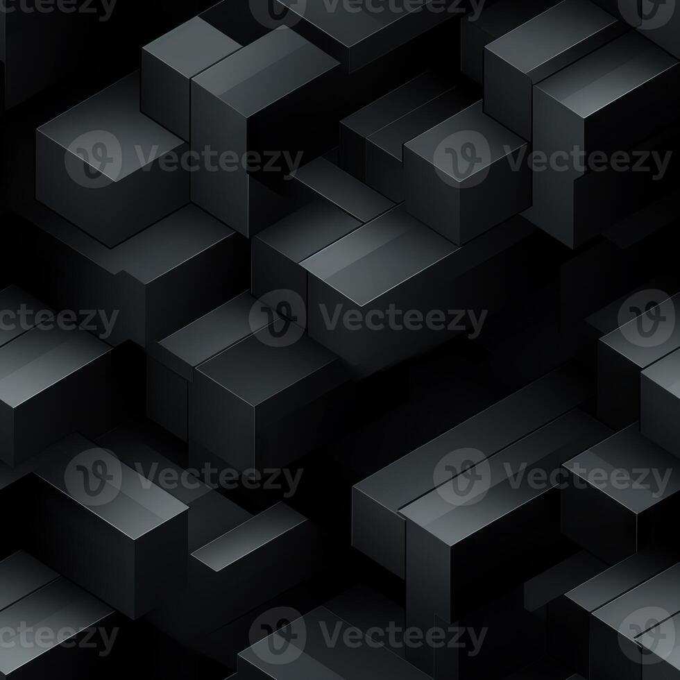 AI generated Dark black Geometric grid background Modern dark abstract texture seamless pattern photo