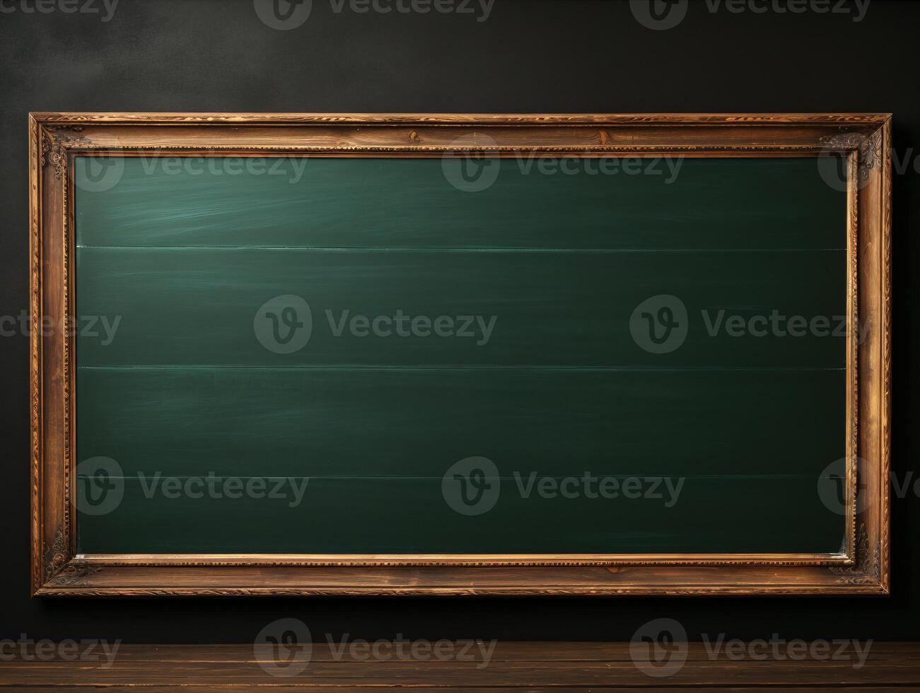 AI generated Empty wooden chalkboard on the wall Education concept with copy space photo