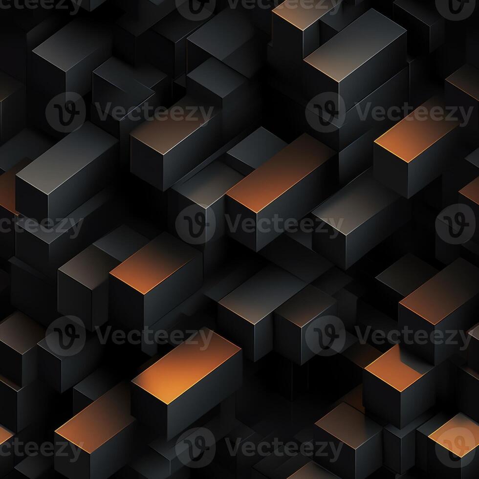 AI generated Dark black Geometric grid background Modern dark abstract texture seamless pattern photo