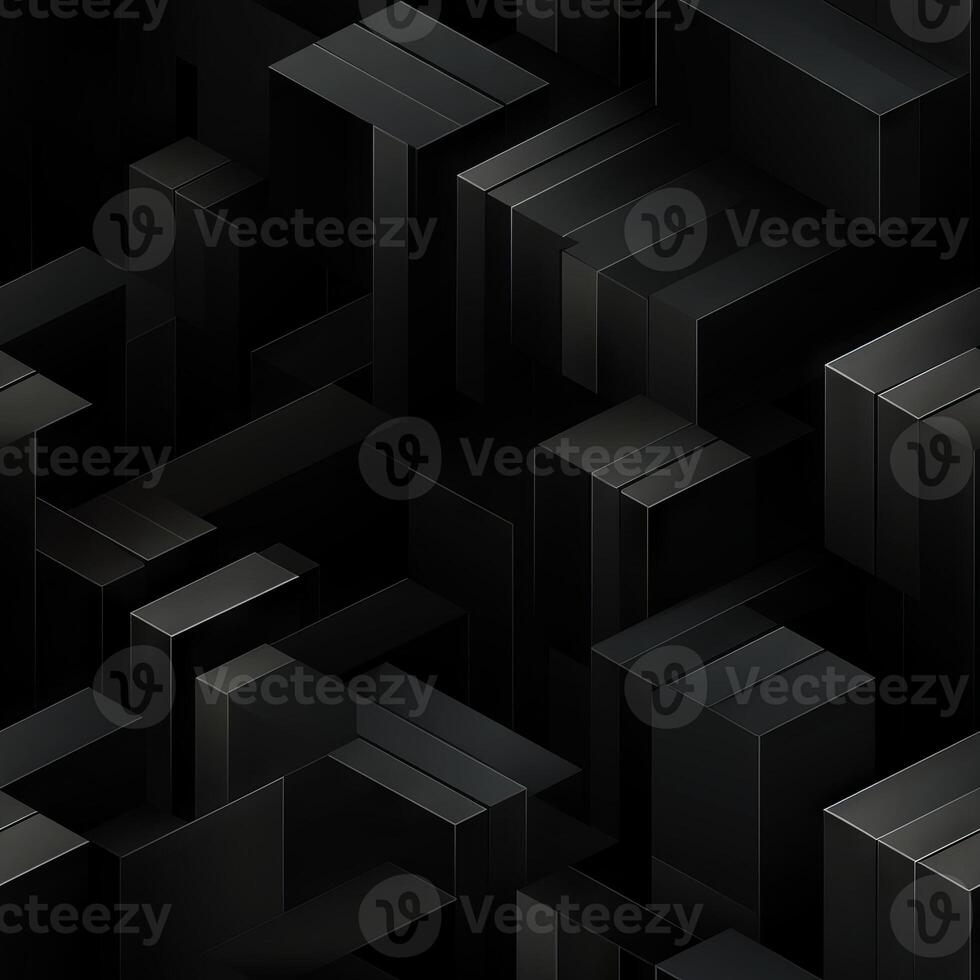 AI generated Dark black Geometric grid background Modern dark abstract texture seamless pattern photo