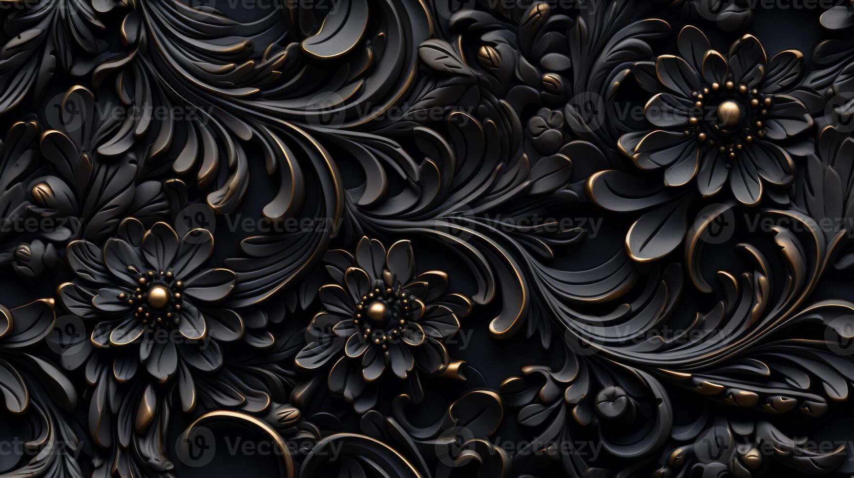 AI generated Seamless pattern Royal vintage Victorian Gothic background Rococo venzel and whorl photo