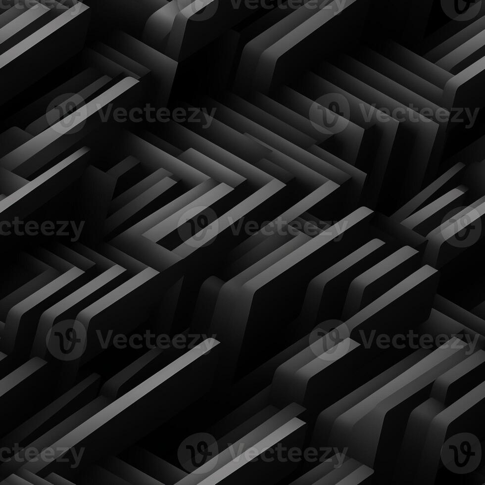 AI generated Dark black Geometric grid background Modern dark abstract texture seamless pattern photo