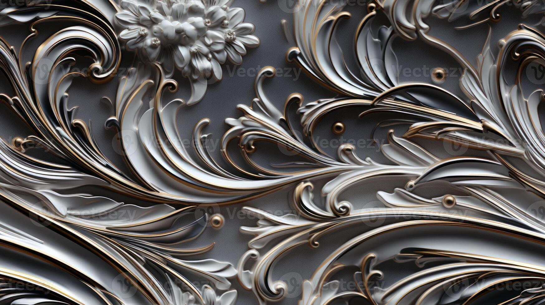 AI generated Seamless pattern Royal vintage Victorian Gothic background Rococo venzel and whorl photo
