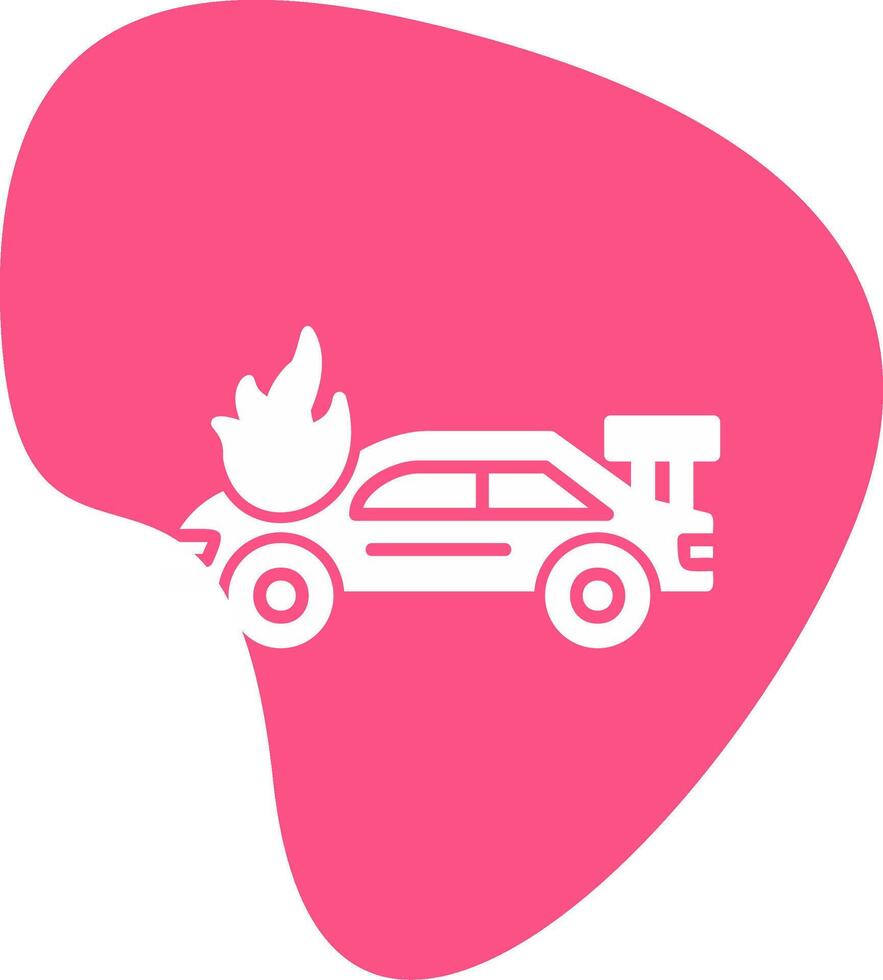 Accident Car In Fire Vector Icon