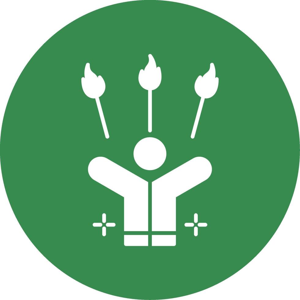 Juggling Fire Glyph Circle Icon vector