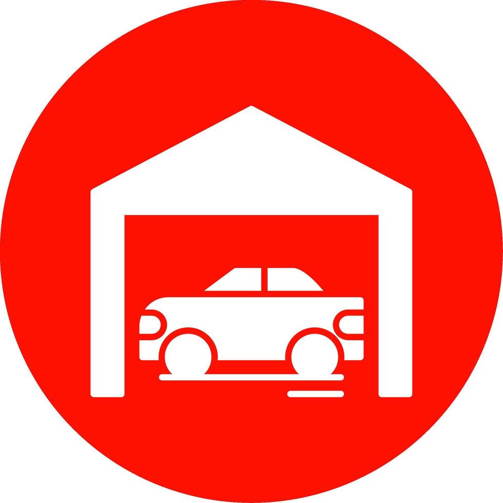 Garage Glyph Circle Icon vector