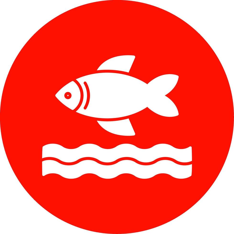 icono de círculo de glifo de pescado vector