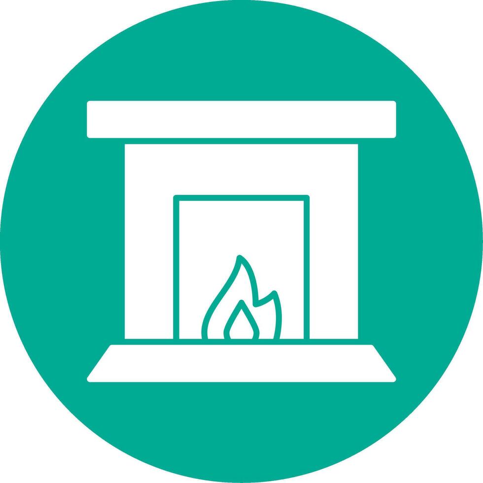 Fireplace Glyph Circle Icon vector