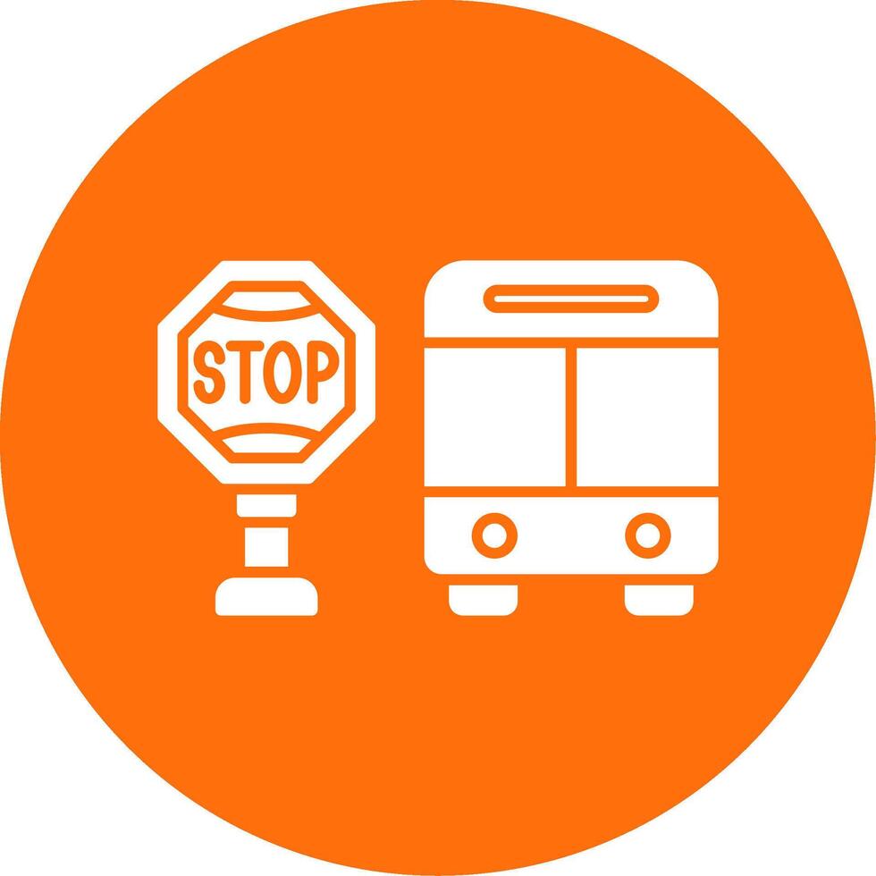 Bus Stop Glyph Circle Icon vector